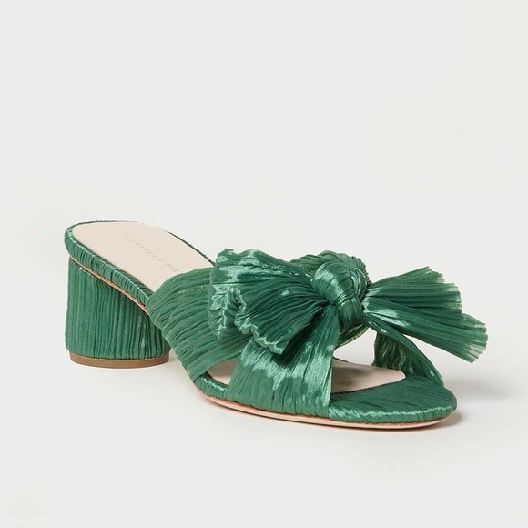Loeffler Randall Shoes - Loeffler Randall Emilia Sage Green Pleated Bow Heels